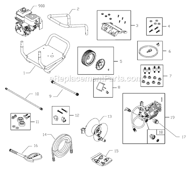 Page A Diagram and Parts List for 020364-0  Briggs and Stratton Pressure Washer